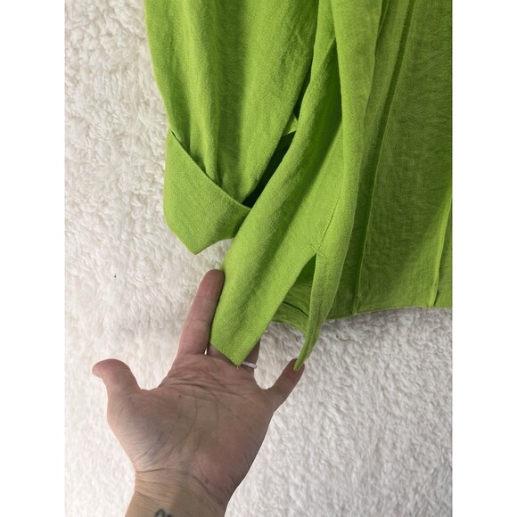 John Mark Rayon Tunic Large Wired Collar Green Lagenlook Artsy Long Sleeve Top - Picture 4 of 8